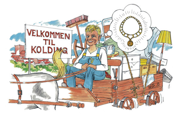 Æresrummelpotten 2022 gik til Eva Kjær Hansen. Tegnet af Ole Weile